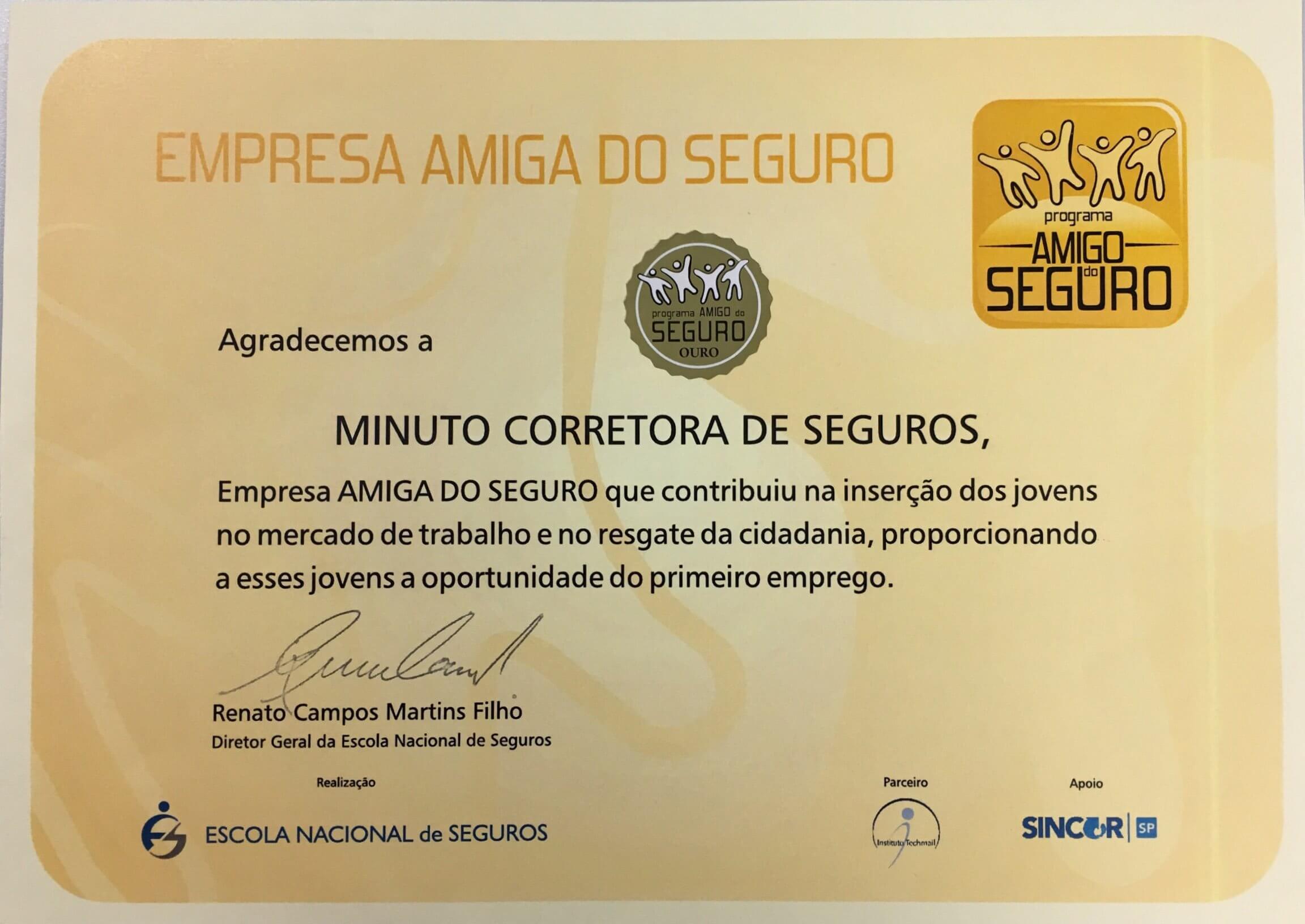 Minuto Seguros recebe o troféu Amigo do Seguro pela quinta vez