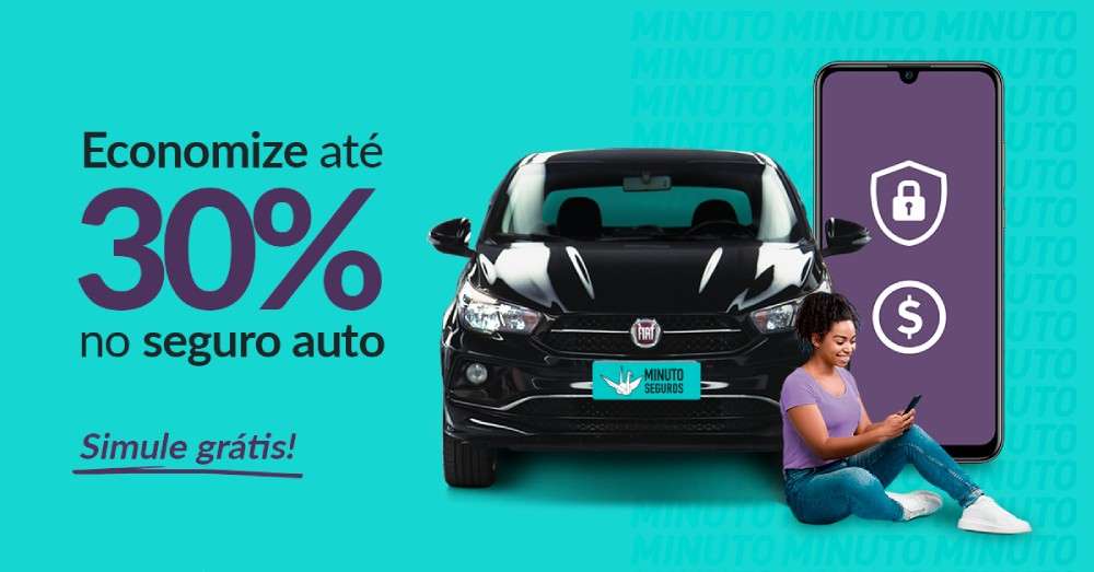 Banner sobre economiza de 30% no seguro auto ao utilizar a Minuto Seguros